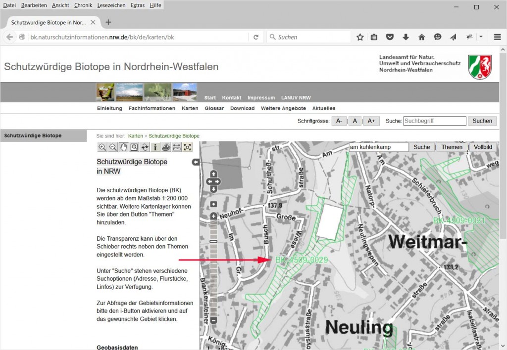 Stadt Bochum zerstört schützenswertes Biotop des Landes NRW BK 45090029
