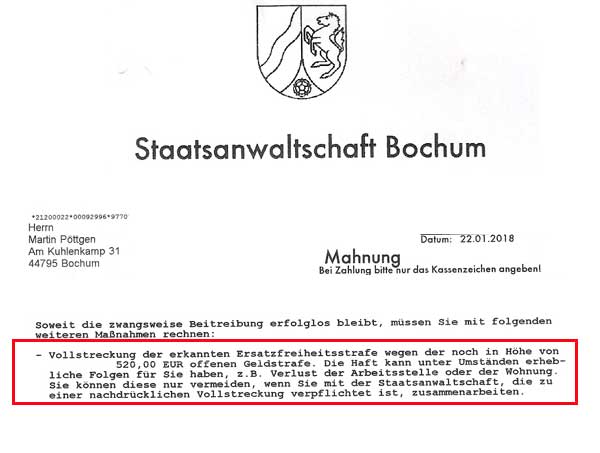 Mahnung der SPD Justiz Bochum